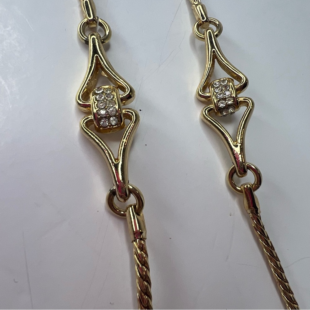 Christian Dior Gold Tone Chain‎ Rhinestone Pendant Necklace CD | PRELOVED!!💎 - Picture 8 of 12